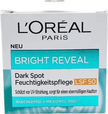 Produktbild von L'ORÉAL PARIS Bright Reveal Dark Spot Feuchtigkeitspflege LSF 50 50ml - Schützt vor UV-Strahlung, sorgt für ein ebenmäßigen Hautton