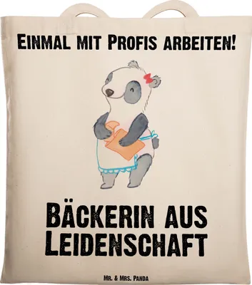 Produktbild von Mr. & Mrs. Panda Shopping Tasche Bäckerin Leidenschaft - Transparent - Geschenk, Witzig, Jutebeutel, Beutel, Schultasche, Laptoptasche, Spruch, Bäckerei, Beruf, Backstube