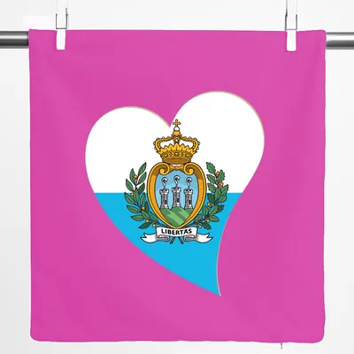 Produktbild von Huuraa Kissenbezug San Marino Flagge Herz 40x40cm Fuchsia Baumwolle Dekokissenbezug Geschenkidee