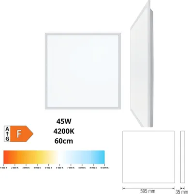 Produktbild von 0PNL-056-010-0045-030: HOROZ panel LED sufitowy do kasetonów 60x60cm PLAZMA-45 biały neutralny 4200K 45W 175-265V 3375 lm