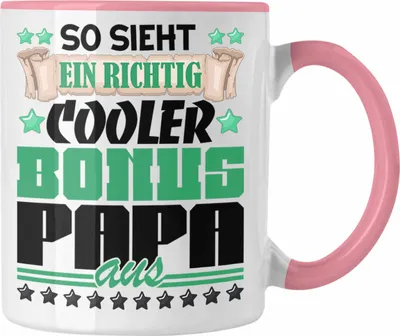 Produktbild von Trendation - Stiefvater Tasse Spruch Geschenk von Kindern an Stiefvater So Sieht Ein Richtig Cooler Bonus Papa Aus (Rosa)