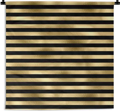 Produktbild von MuchoWow® Wandteppich Wandbehang Muster - Schwarz - Gold 150x150 cm Tapisserie Dekoration Wandtuch - Wohnaccessoires - Modernes