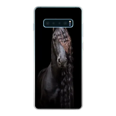 Produktbild von MuchoWow® Handyhülle Schutzhülle Hülle für Samsung Galaxy S10 Plus Pferde - Friesisch - Mähne - Schwarz - Tiere Silikon Softcase Handy Hülle - Schutzhülle