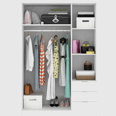 Produktbild von Vente-unique Listowel, Weiß, Garderobe, 4 Regale, 3 Tür(en), Weiß, Partikelbord