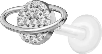 Produktbild von Ohrpiercing, Nasenpiercing PTFE Labret mit Innengewinde + Titan-Aufsatz KRISTALLPLANET Silber Stablänge: 6mm | Stabstärke: 1,2mm