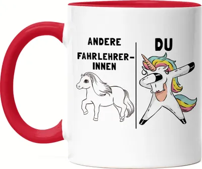 Produktbild von Andere Fahrlehrerinnen Du Tasse Rot  Pferd Einhorn Humor Lustig Unicorn Geschenk Apotheke