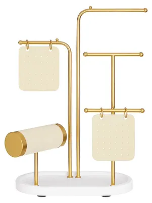 Obrázok produktu pre Držiak na šperky – držiak na náušnice – stojan na náhrdelníky – zlato – 10,8 x 20,4 x 31,5 cm