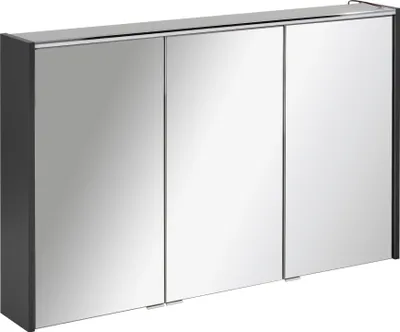 Produktbild von FACKELMANN LED Spiegelschrank DENVER / Badschrank mit gedämpften Scharnieren / Maße (B x H x T): ca. 110 x 68,5 x 16 cm / hochwertiger Schrank mit Spiegel und Beleuchtung fürs Bad / Korpus: Grau