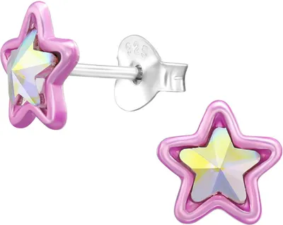 Produktbild von Ohrringe Pinker Stern Ohrstecker 925 Sterling Silber mit Kristall