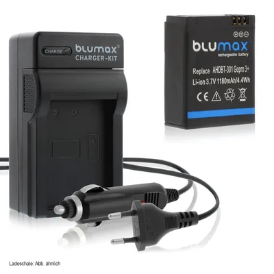 Produktbild von 1x Akku + Lader für GoPro Hero3 AHDBT-301 AHDBT-302 AHDBT-201 1180 mAh