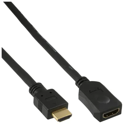 Image de InLine® 17635G HDMI Verlängerung, HDMI-High Speed, Stecker / Buchse, schwarz, e Kontakte, 5m