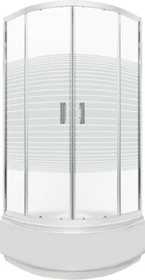 Produktbild von Kerra Duschkabine Madera GL 80x80 mit tiefer Duschwanne, Chromprofile, 4mm ESG Sicherheitsglas, transparent mit weißen horizontalen Streifen