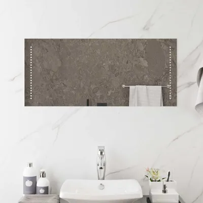 Image de Miroir de salle de bain LED, transparent, 90 x 40 cm, en verre trempé
