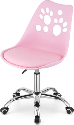 Produktbild von Drehstuhl mit Rollen, verstellbar Schreibtischstuhl Bürostuhl mit Rücklehne, Polypropylen plus Kunstlederkissen, Chromgestell, 57 x 50 x 93,5 cm, Rosa