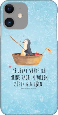 Produktbild von Mr. & Mrs. Panda Iphone 11 Handyhülle Pinguin Angelboot - Eisblau - Geschenk, Angeln, Cover, Optimistisch, Boot, Handy Schutzhülle, Hülle, XR, Neustart