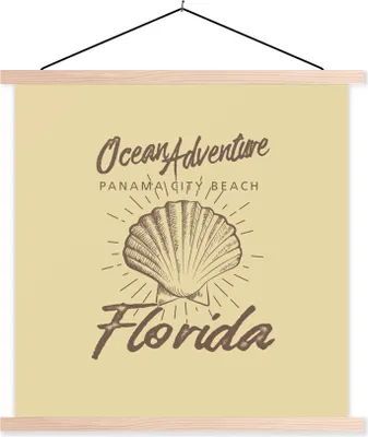 Produktbild von MuchoWow® Textilposter Muschel - Vintage - Meer 120x120 cm mit holzfarbenen Rahmen - Textil-Poster