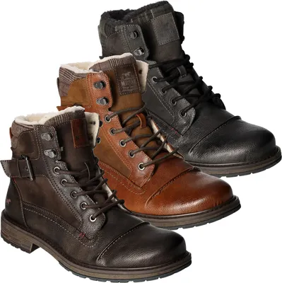 Produktbild von Mustang Herren Stiefelette Schnürboot warm Schnalle Glencheck Muster 4157-605, Größe:42 EU, Farbe:Braun
