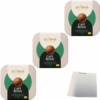 Zdjęcie produktu dla Coffee B Café Royal Espresso 9 Coffee Balls 3er Pack (3x51g Packung) + usy Block