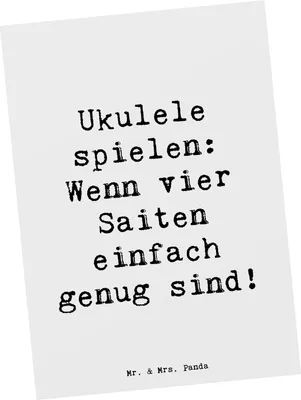 Produktbild von Mr. & Mrs. Panda Postkarte Spruch Ukulele Freude - Weiß - Geschenk, Instrument, Musik, Hawaii, Ansichtskarte, Fortgeschrittene, Postkarten, Lernen, Saiten, Lieder