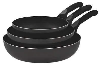 3er-Set Aluminiumpfannen 20/24/28 cm, Antihaft, schwarz