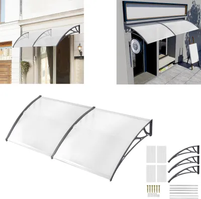 Produktbild von XMTECH Baldachýn na vchodové dveře Baldachýn na stůl 200x100cm Baldachýn na vchodové dveře Průhledný polykarbonátový baldachýn na dveře Baldachýn na stůl, šedý