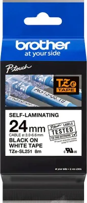 Obrázok produktu pre Brother TZESL251, Čierna na bielej, Čína, 5 rok / roky, Brother, PTE500, PTE550W, PTE800W, PTP750WVP, PTP900, PTP900W, PTP950NW P-touch EDGE, 2,4 cm