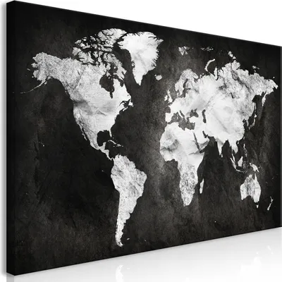 Image de Tableau mural Mega XXXL Carte du monde 250 x 125 cm Impression artistique en un seul morceau au format XXL à monter soi-même Tableaux sur toile Tableaux modernes Décoration murale DIY Décoration d'intérieur Noir k-A-0219-ak-e