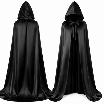 Obrázok produktu pre Kostým upíra - čierny plášť s kapucňou - prestrojenie na Halloween a karneval - deti a dospelí