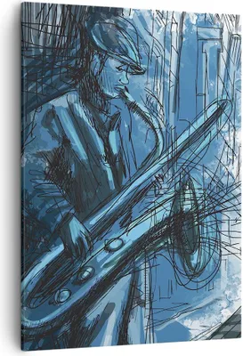 Produktbild von Bild auf Leinwand - Leinwandbild - Einteilig - Saxophon Musiker Zeichnen - 50x70cm - Wand Bild - Wanddeko - Wandbilder - Leinwanddruck - Wanddekoration - Leinwand bilder - Wandbild - PA50x70-4148