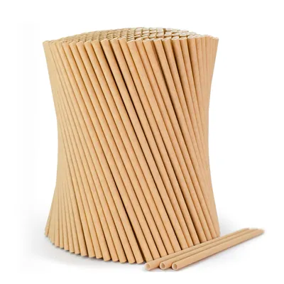 Produktbild von 500 Strohhalme - Papier Strohhalme Ø 6mm x 200 mm kraft - Trinkhalm Pappe