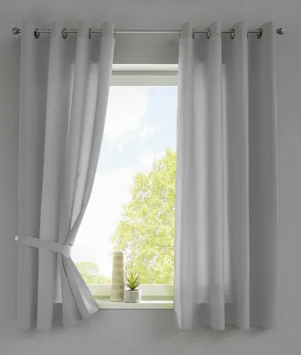 Produktbild von 2er Set Vorhänge Schal Ösen »Berlin« HxB 145x140 cm Grau Blickdicht Microsatin Lichtdurchlässig Uni Matt 20405N2