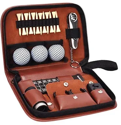 Produktbild von Golf-Kit für Distanzmessung mit Tee, Bälle, Scoreboard, Multifunktionstool und Borsten