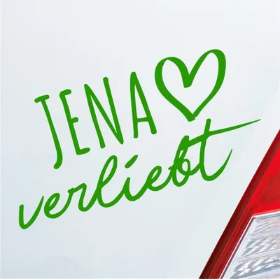 Produktbild von Auto Aufkleber JENA verliebt Herz Stadt Heimat Liebe Car 19x10 cm Hellgrün Sticker Heckscheibenaufkleber