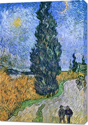 Immagine prodotto di Quadro 70x100 cm  Strada con cipresso e stella, Van Gogh Vintage