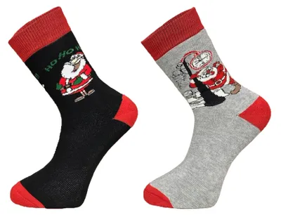 Produktbild von Weihnachtssocken Herren 2er Set , Farbe:Grau, Größe Socken & Strumpfhosen Erwachsene:43-46