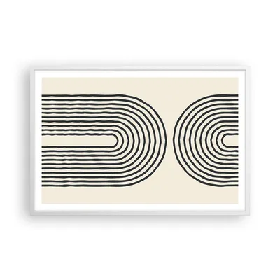 Produktbild von Gerahmtes Poster - Weißer Rahmen - Linien Oval Minimalismus - 91,5x61 cm - Wand Bild - Wanddeko - Wandbilder - Kunstposter - Wandposter - Bilderrahmen - Bilder - Kunstdruck - P2WAA91x61-4548