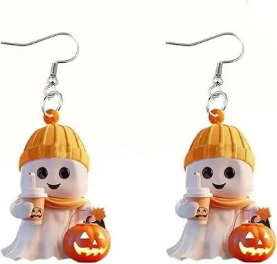Produktbild von Halloween-Accessoires - Gruselige Halloween-Ohrschmuck für Frauen - Spukhaufen Ohrschmuck - Amüsante Halloween-Schädel-Ohrschmuck - Geschenkidee für die Feiertage - Gruselige Accessoires