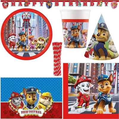 Produktbild von XL Partyset Paw Patrol Kindergeburtstag Deko Set Dekoration Hunde Polizei