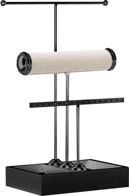 Produktbild von Schmuckständer 3-Tier Schmuckhalter Kettenhalter,Höhenverstellbarer Halsketten Halter, Schwarz