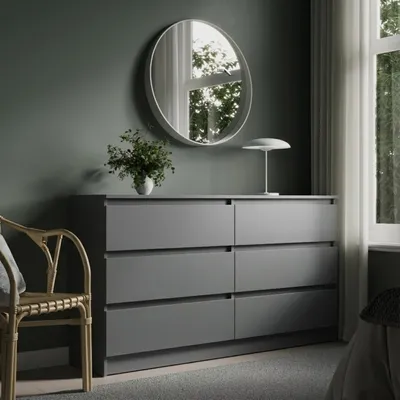 Image de Commode avec 6 tiroirs 100x78 cm Commode blanche en bois Armoire Commode avec tiroirs Sideboard Highboard Buffet Organisateur Largeur 100 cm Hauteur 78 cm