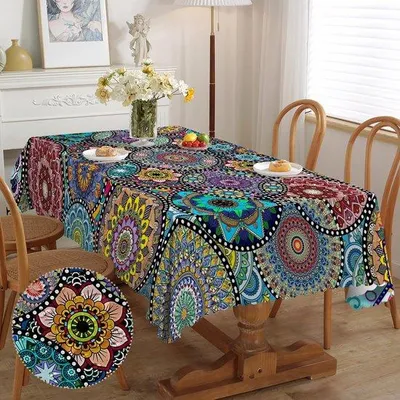 Obrázek produktu pro Obdélníkový mandalový ubrus 140 x 180 cm, polyester, voděodolný