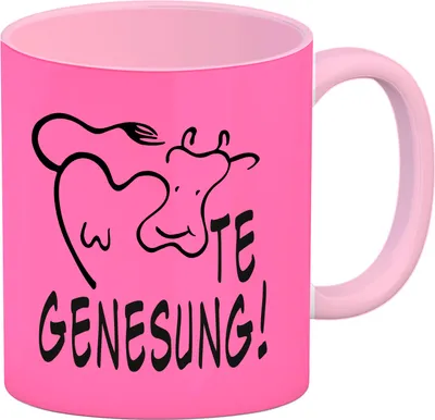 Produktbild von KUHte Genesung Kaffeebecher Rosa mit Kuh Motiv in pink