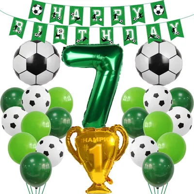 Fußball Geburtstagsdeko Set für 7. Geburtstag, grün