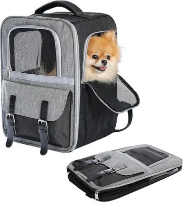Produktbild von Purpurra Tiertransporttasche Haustierrucksack mit Netzfenster, Tragbar und Faltbar bis 7,00 kg, 30L x 23,5B x 40H cm