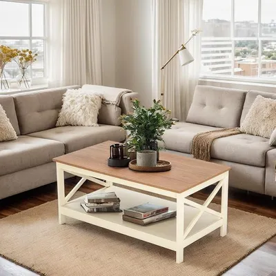 Imagen del producto de Mesa de centro con espacio de almacenamiento, mesa para el salón