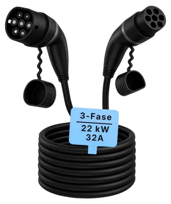 Image de Câble de recharge pour voiture électrique, type 2, 22 kW, 20 mètres, triphasé, compatible avec les voitures électriques et les véhicules hybrides rechargeables