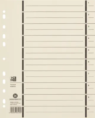 Produktbild von OXFORD Trennblätter 06457 1-10 beige, 100 St.