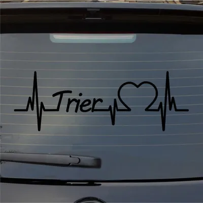 Produktbild von Heckscheibenaufkleber Trier Herzschlag Puls Stadt Liebe 55x19 cm Schwarz Matt Auto Aufkleber Sticker