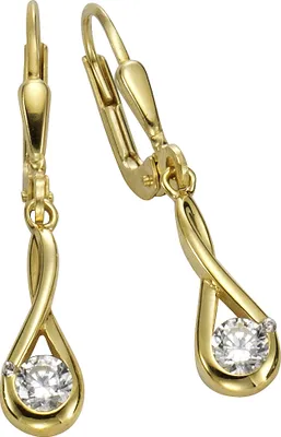 Produktbild von F Ohrhänger 333/- Gold 3,4cm gelb Zirkonia weiß 371330563
