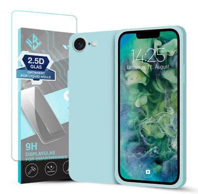 Produktbild von Hülle für Apple iPhone 17e mit 9H Displayglas Displayschutz Case Cover Bumper Smartphone Softgrip Schutzhülle Farbe: Hellblau